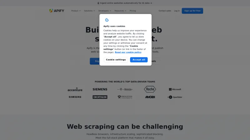 Homepage of Apify