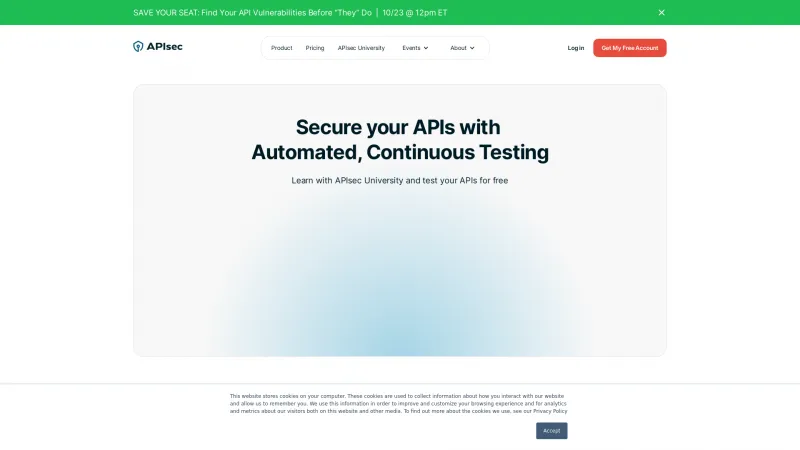 Homepage of APIsec