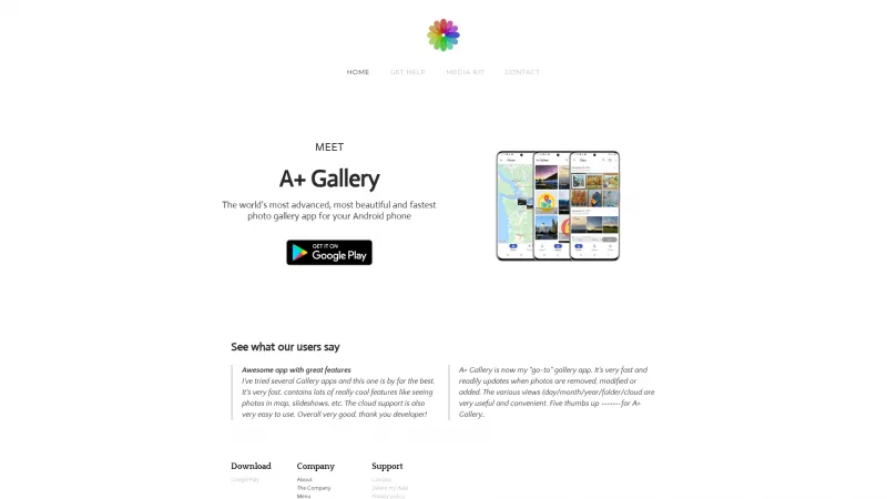 Homepage of A+ Gallery