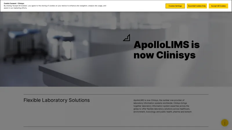 Homepage of ApolloLIMS