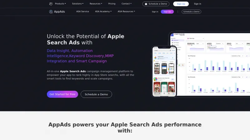 Homepage of AppAds