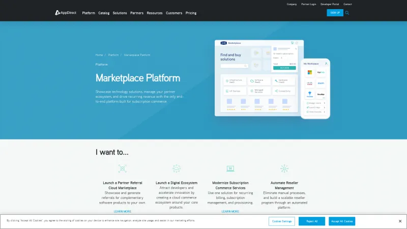 Homepage of AppDirect