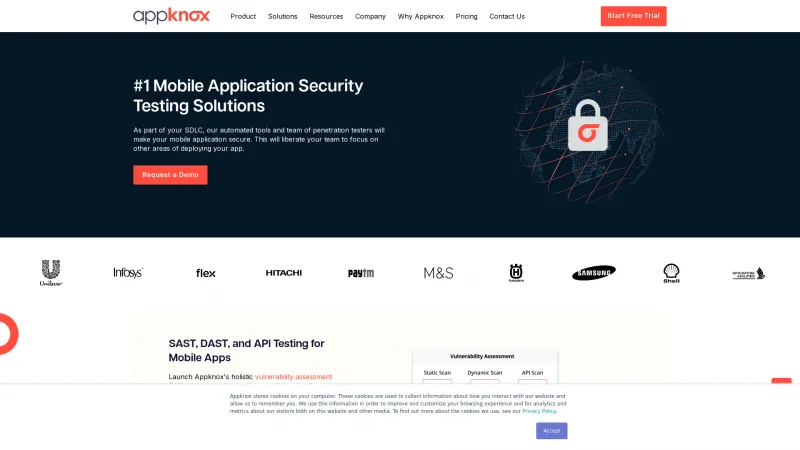 Homepage of Appknox