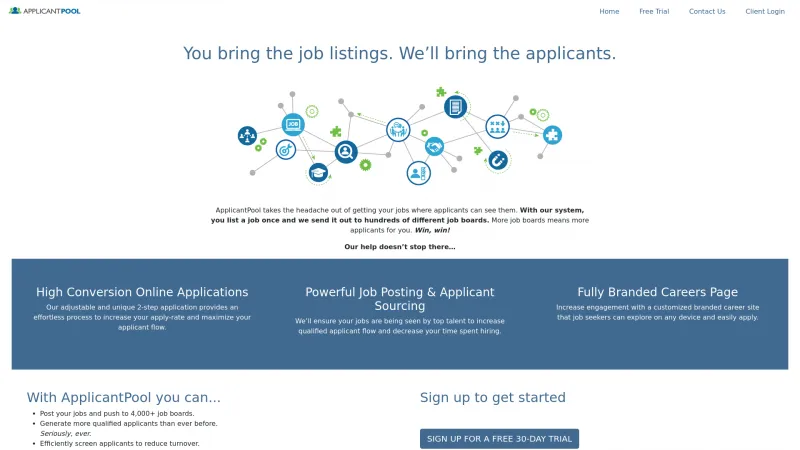 Homepage of ApplicantPool