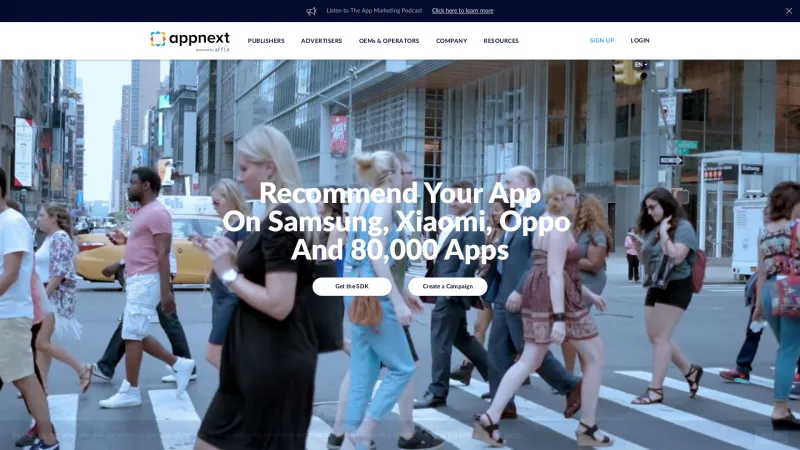 Homepage of AppNext