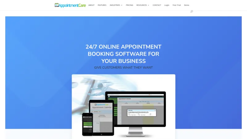 Homepage of AppointmentCare