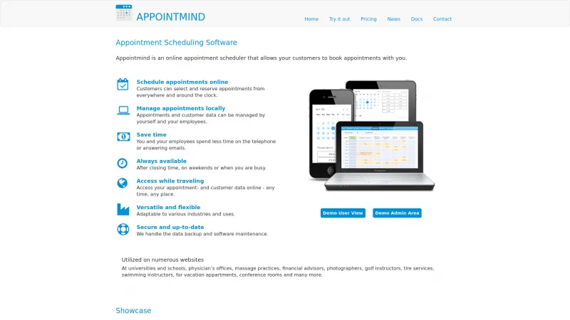 Homepage of Appointmind