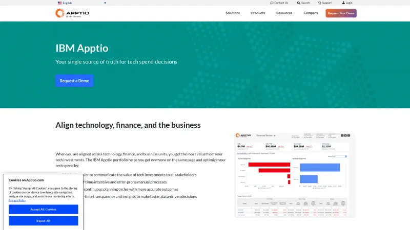 Homepage of ApptioOne