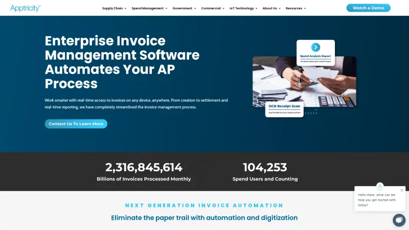 Homepage of Apptricity Invoice