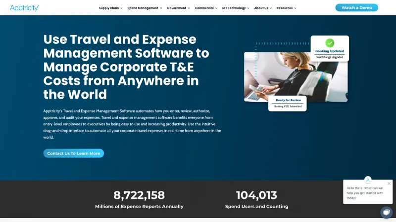 Homepage of Apptricity Travel & Expense