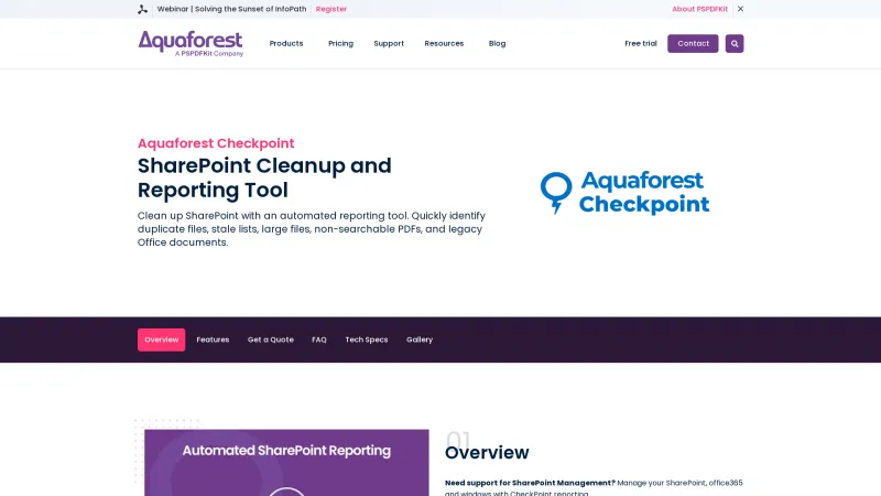 Homepage of Aquaforest CheckPoint