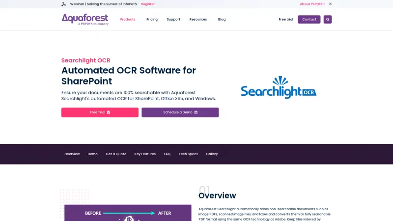 Homepage of Aquaforest Searchlight