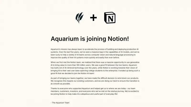 Homepage of Aquarium