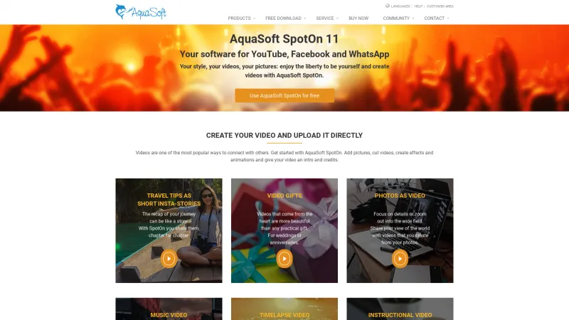 Homepage of AquaSoft SpotOn