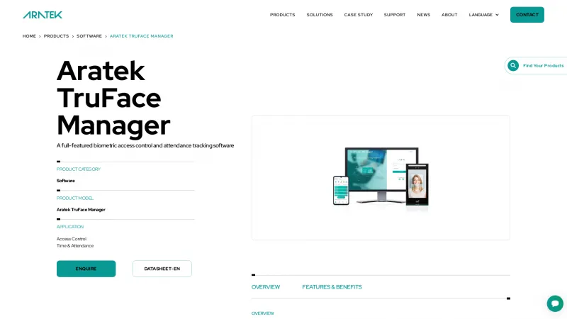 Homepage of Aratek TruFace Manager