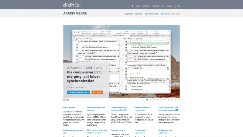 Homepage of Araxis Merge