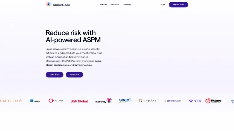 Homepage of ArmorCode