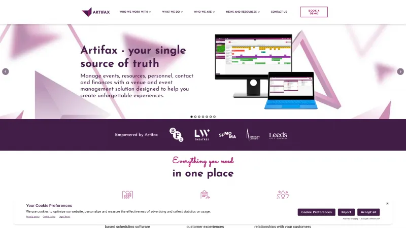 Homepage of Artifax