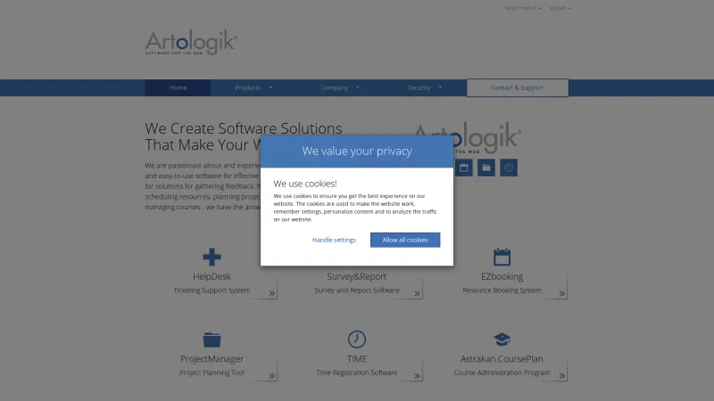 Homepage of Artlogik ProjectManager