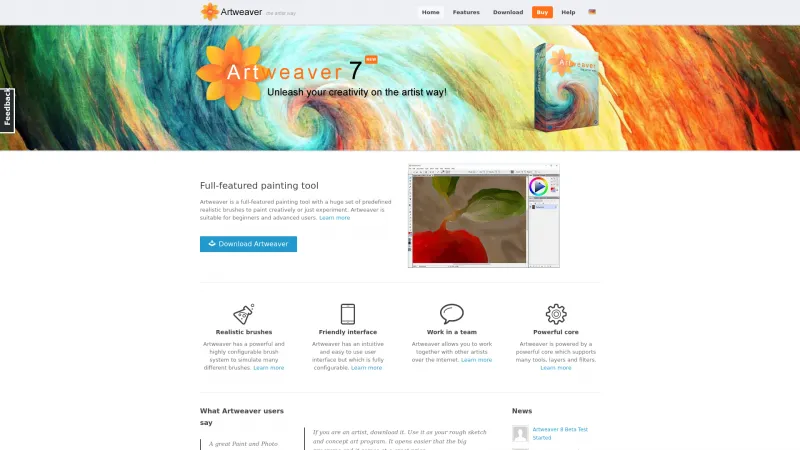 Homepage of Artweaver