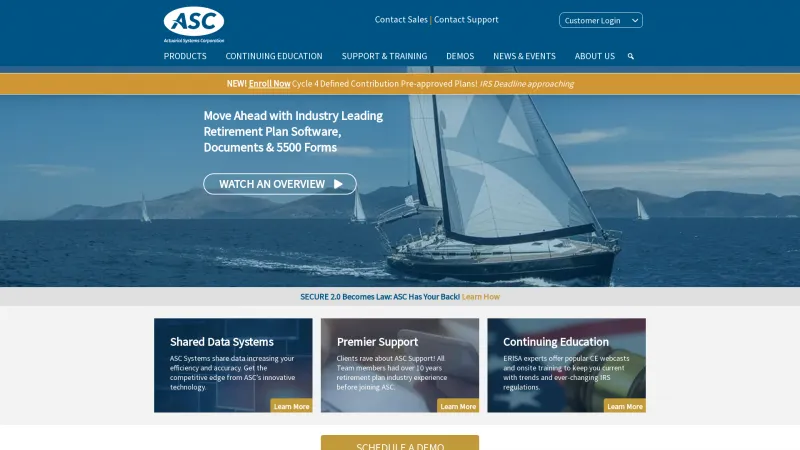 Homepage of Retirement Plan Software