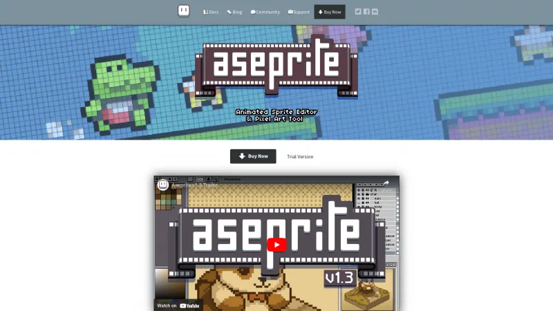 Homepage of Aseprite