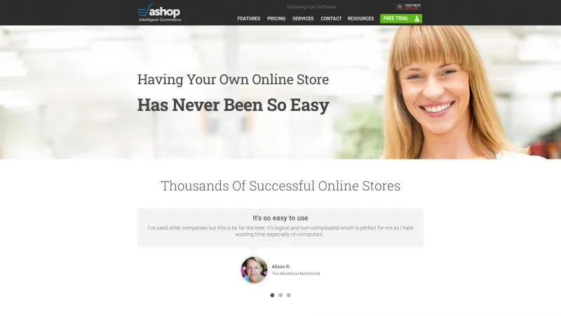 Homepage of Ashop