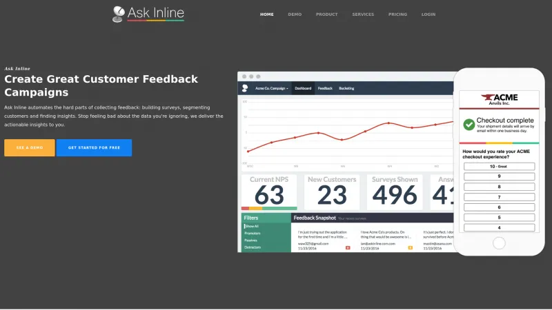 Homepage of Ask Inline