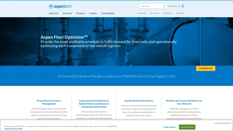 Homepage of Aspen Fleet Optimizer