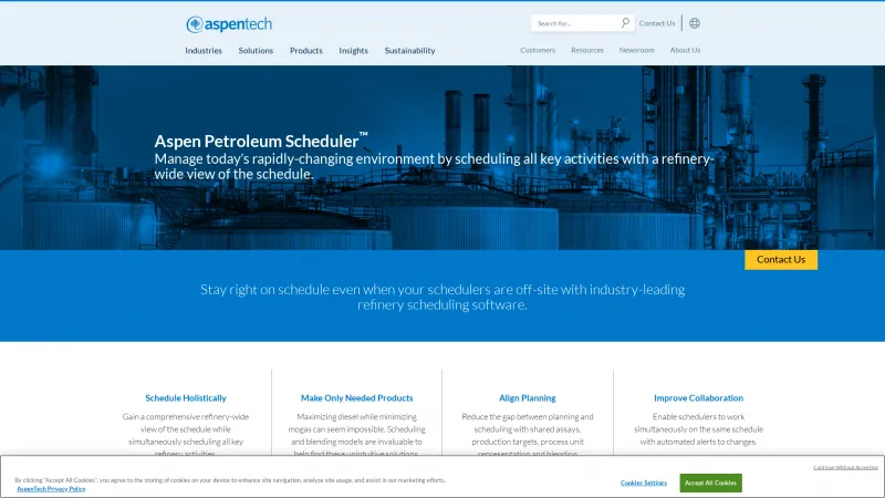 Homepage of Aspen Petroleum Scheduler