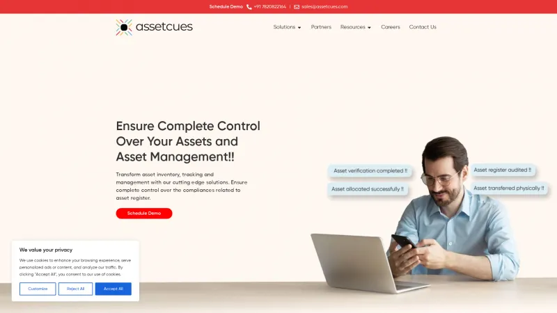 Homepage of AssetCues