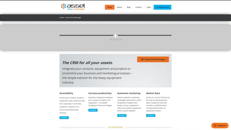 Homepage of Asset Data Manager