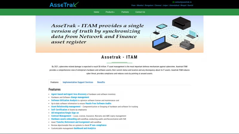 Homepage of Assetrak Software