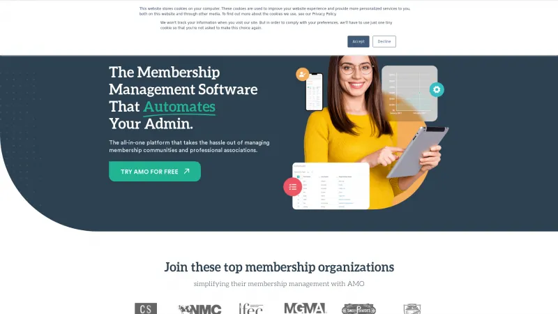 Homepage of AMO