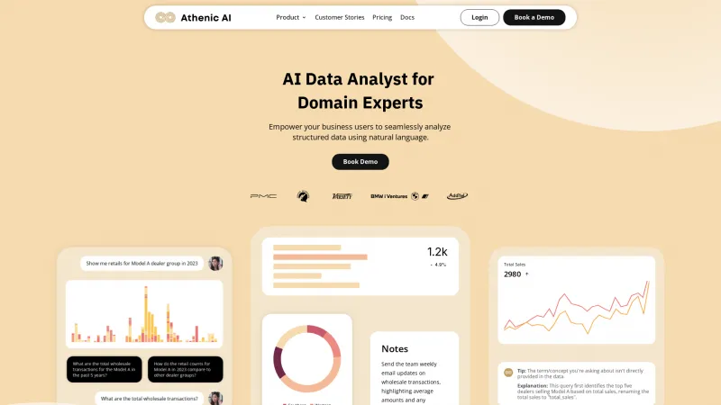 Homepage of Athenic AI