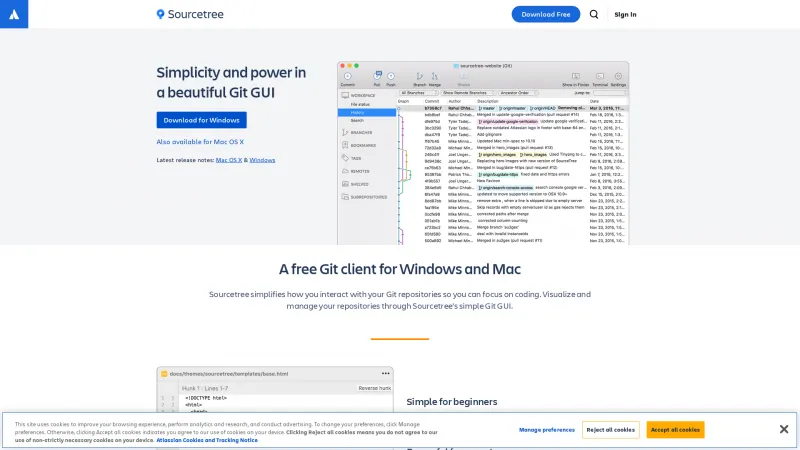 Homepage of Sourcetree