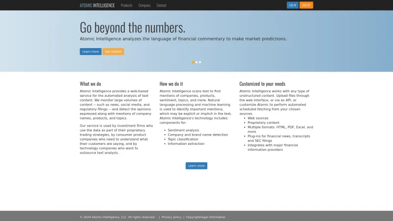Homepage of Atomic Intelligence