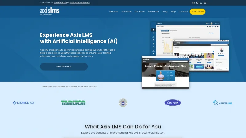 Homepage of Axis LMS