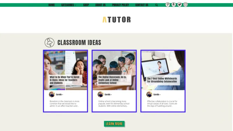 Homepage of ATutor