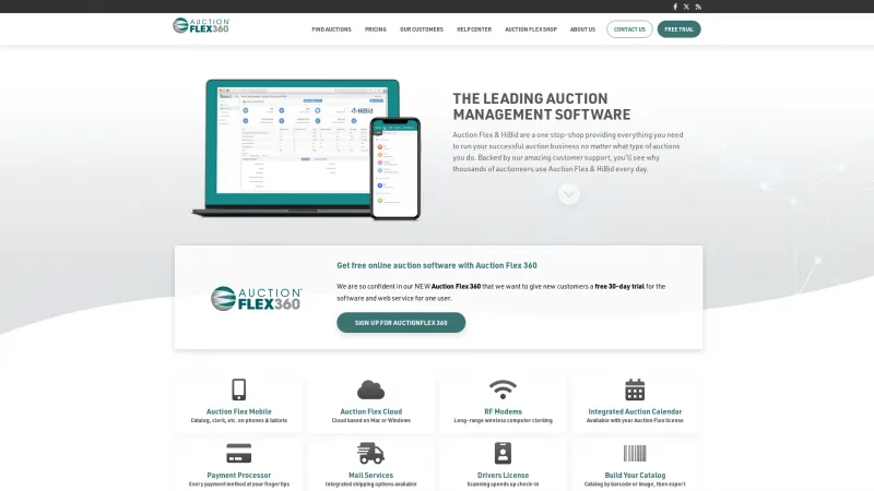 Homepage of Auction Flex