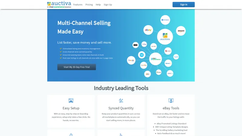 Homepage of Auctiva