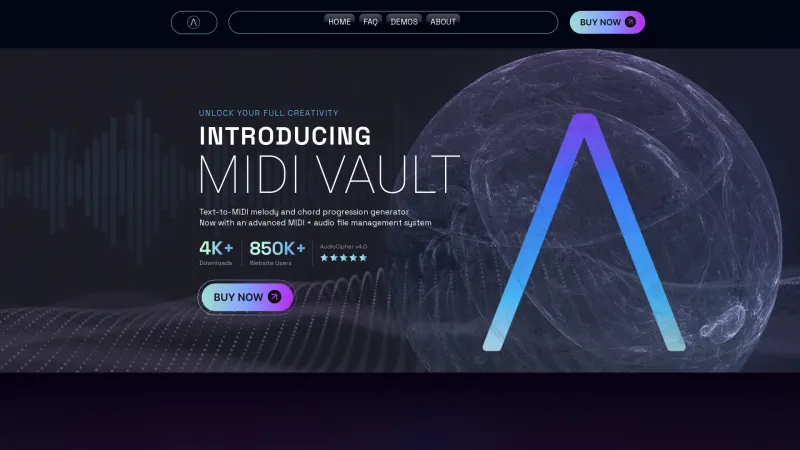 Homepage of AudioCipher