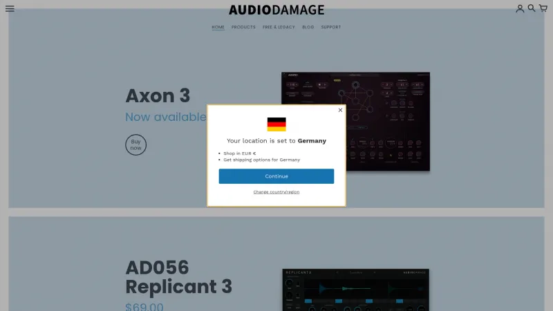 Homepage of Audio Damage