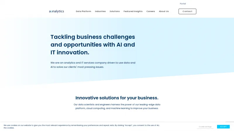 Homepage of Aunalytics