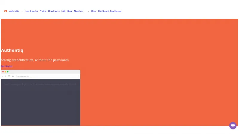 Homepage of Authentiq