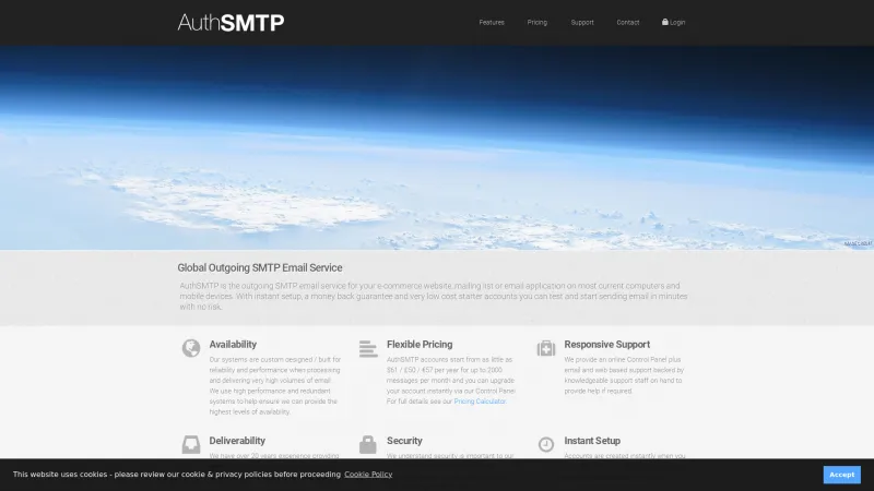 Homepage of AuthSMTP