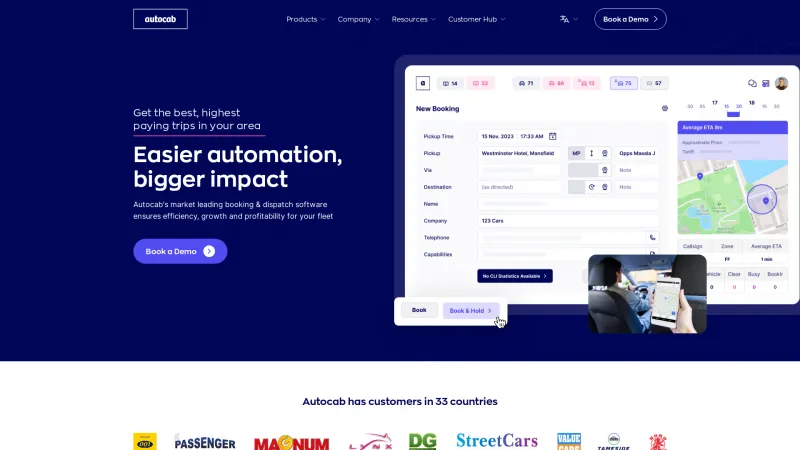 Homepage of Autocab