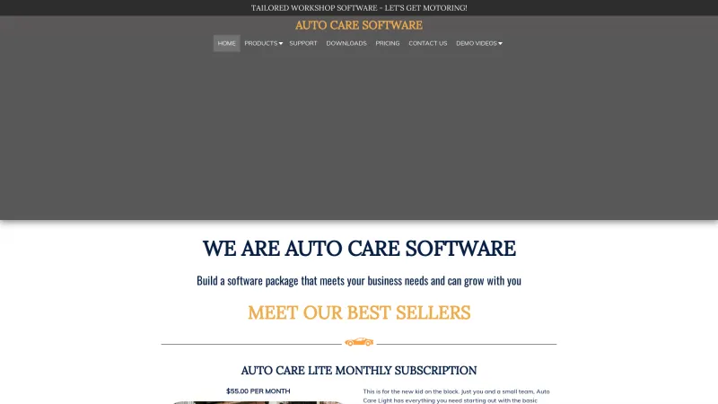 Homepage of Auto Care Software