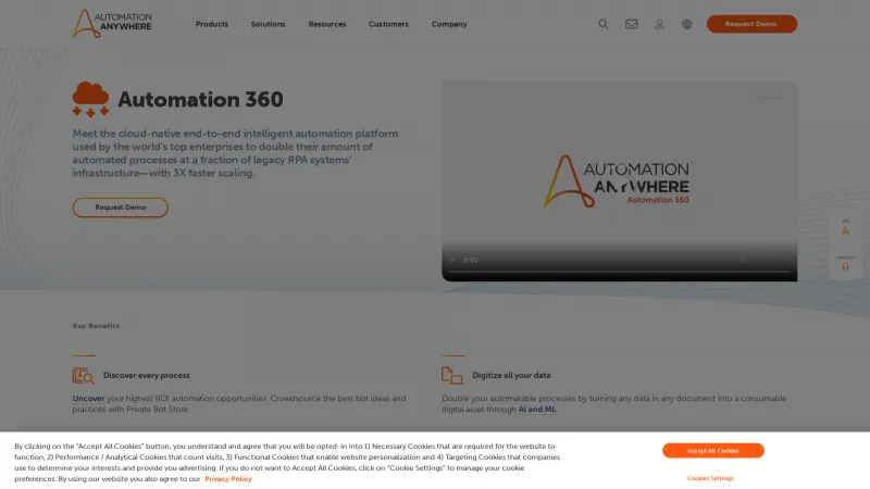 Homepage of Automation 360