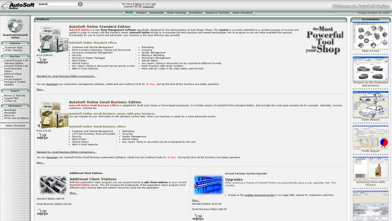 Homepage of AutoSoft Online